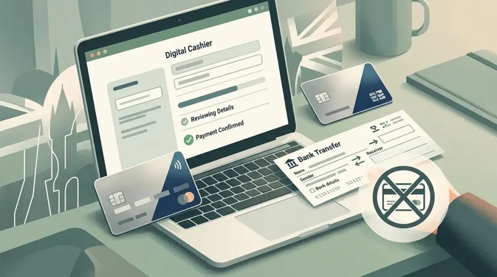 Skrill casino deposit checklist showing wallet funding, cashier check and credit-card restriction warning